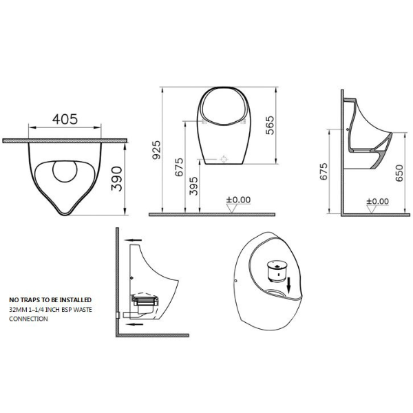Arica Waterless Urinal with falcon Velocity